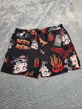 Betty Boop x Reason Swim Shorts 4XL NWT biker flames trunks